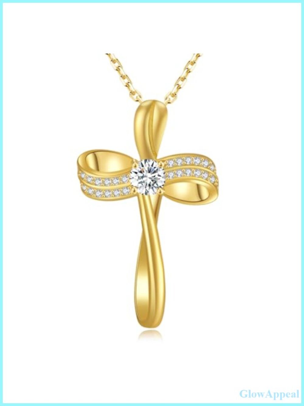 18K Gold Plated Cross Necklace S925 Sterling Silver Infinity Pendant